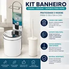 Lixeira Para Banheiro Premium Escova Sanitária Higiênico Kit Cesto de Lixo Lavabo Decoração Luxo