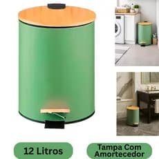Lixeira Com Pedal Tampa de Bambu 12L Cesto Lixo Banheiro Escritório Quarto Cozinha Lavabo Lavanderia