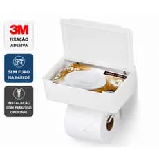 Porta Papel Higiênico Banheiro Lavabo De Parede Suporte Lenço Umedecido Celular Dupla Face Sem Furo
