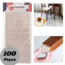 Kit Feltro Adesivo Protetor para Pés de Cadeiras e Móveis Anti-Risco Antirruído 64 ou 100 peças