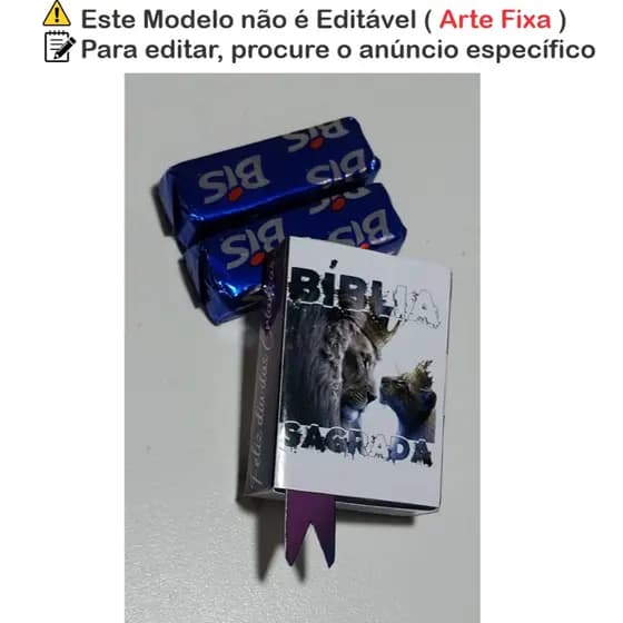 25 un - Caixinhas Bíblicas Infantis - Mini Bíblias, para o Dia das Crianças ou Culto, Espaço para Dois Chocolates Bis