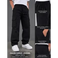 Calça Cargo Infantil Juvenil – Jeans e Sarja, 6 Bolsos, Diversas Cores Estilo Skate