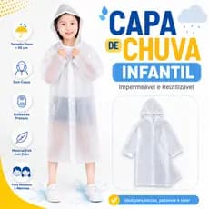 Capa De Chuva Infantil Com Capuz Impermeavel Meninos Meninas