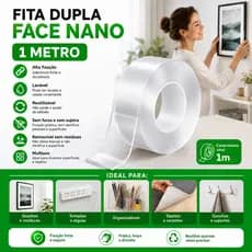 Fita Nano Mágica Dupla Face  1m Lavável Cola Tudo