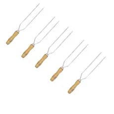 Kit 5 Mini Espeto Duplo Festim Inox 30cm Lâmina Churrascaria