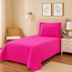 Jogo de Cama Cobre-leito Colcha 2 Peças Pink Solteiro Menina Delicado Feminino Infantil Promoção