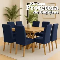 Kit Capa Protetora De Cadeiras 6 e 8 Lugares Coladinha Malha Gel Ajustável Lisa Promoção