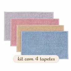 Kit 4 Tapete Banheiro Bolinha Microfibra Absorvente Antiderrapante Lindo Barato Saída Box Piso Macio