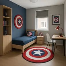 Tapete Quarto Infantil Escudo Capitão America Pelúcia Médio  Criança Menino Menina Decorativo Macio