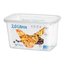 Pote Retangular Volare Transparente 2 Litros em Plástico Rischioto