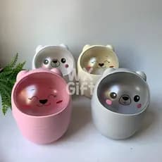 Mini Lixeira de Plástico com Carinha de Ursinho - Inteponte / WX Gift
