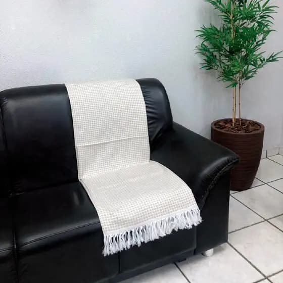 Peseira de Cama Sofá 2,10x0,45m em Jacquard Decorativa Casal Queen Caribe