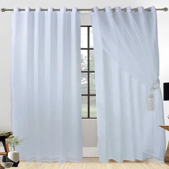 Cortina de Voil Xadrez para Sala e Quarto 6 Metros x 2,60 Cortina Voal Com forro