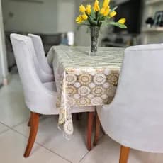 Toalha de Mesa PVC 2,10x1,40 para 6 Lugares Lavável p/ Cozinha Mesa de Jantar