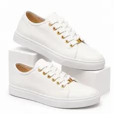 Kit 2 Tênis Feminino Casual Sapato Branco Estiloso Sapatenis Confortável Macio Elegante