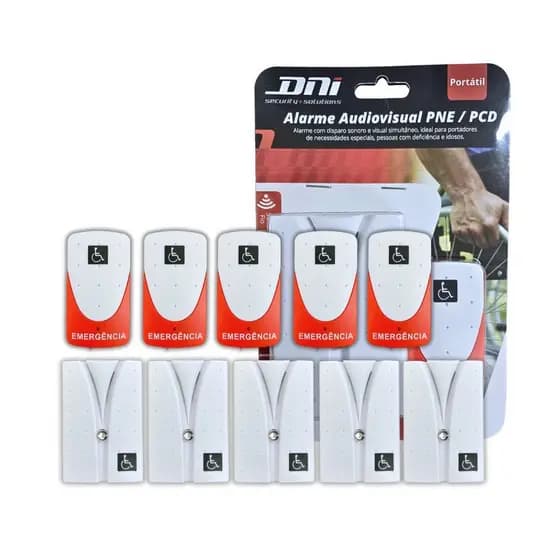 Kit 5 Alarme Campainha de Emergência para Banheiro PNE PCD e Idosos Sem Fio Bivolt DNI4241