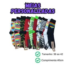 Meias Divertidas Cano Longo Cano Alto Personalizada Modelos Variados