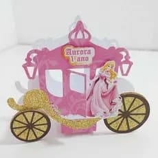 Caixinha Carruagem Princesa Aurora - lembrancinha para aniversário centro de mesa- paper