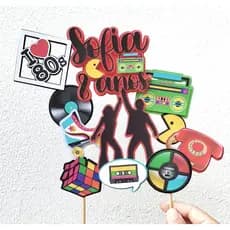 topo de bolo- ANOS 80 - PERSONALIZADO -paper