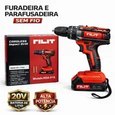 Parafusadeira Furadeira Sem Fio 20V Mandril 10mm Bateria Lítio Alta Potência Profissional