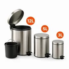 Lixeira Inox com Pedal 3L 5L 12L Balde Interno Removível Fechamento Suave Banheiro Cozinha