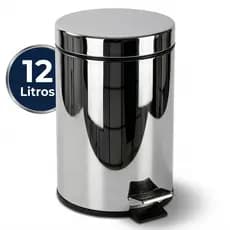 Lixeira de Inox 12 Litros Com Pedal e Cesto Balde Interno Plástico Com Alça Banheiro Cozinha Grande
