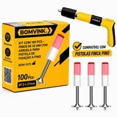 KIT 100/200/300 PINOS FINCA PINO 42MM COM ARRUELA PARA PISTOLA DE PRESSÃO EM CONCRETO AÇO DRYWALL