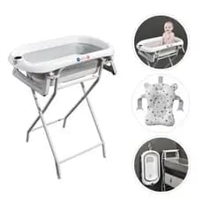 Banheira Para Bebê Dobrável C/Suporte Wish Branco Maxi Baby