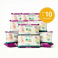 Kit com 10 Toalhas Lenços Umedecidos Hipoalergênico 50un Cada Maxi Baby