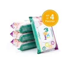 Kit com 4 Toalhas Lenços Umedecidos Hipoalergênico 50un Cada Maxi Baby