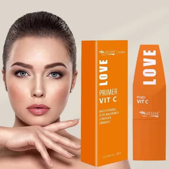 PRIMER VITAMINA C MAX LOVE — ILUMINADOR FACIAL E FIXADOR DE MAQUIAGEM
