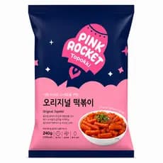 Topokki Bolinho de Arroz Coreano Instantâneo sabor Picante Original Pink Rocket Pouch - 240 gramas