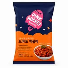 Topokki Bolinho de Arroz Coreano Instantâneo sabor Tomate Pink Rocket Pouch - 240 gramas
