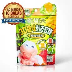 Bala 3D Descascável 60g Goma Gummy Frutas Mistas Gelatina Doces TikTok Coreana Asiática Peeling Gummy