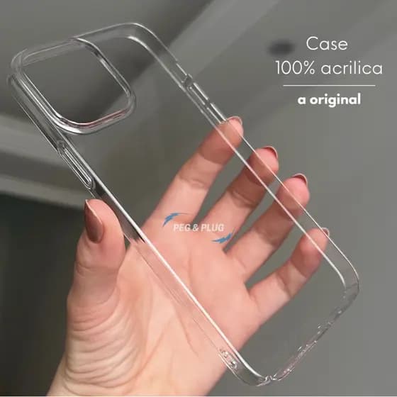 Capa Case 100% Acrílica Transparente Extra Fina Casca de Ovo para iPhone 11 ao 17 Pro Max Todas as Versões