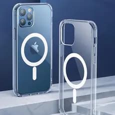 Case Magsafe Acrílica e Silicone Transparente para Iphone 14 PRO MAX 13 12 11