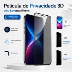 Película Privacidade 3D Anti Spy Vidro iPhone 7 8 Plus X XR XS 11 12 13 14 15 16 17 Pro Max