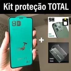 Kit Película Frontal Ceramica / Gel Traseira / Camera Vidro para iPhone 11 12 13 14 15 pro max