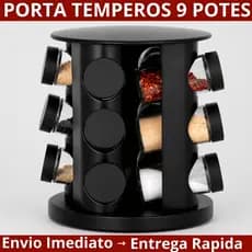 Porta Tempero Condimento Giratório 360º 9 Potes Vidro Organizador Cozinha Profissional