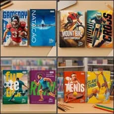 Caderno Univ.Espiral 10 Materias Vibes Sports 140Fls Sortidos