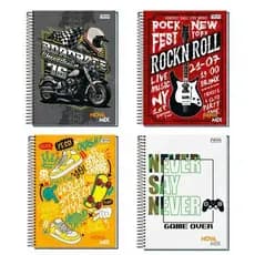Caderno Capa Dura Flat 80 Folhas 1 Matérias Espiral Nova