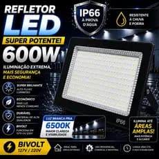 Refletor LED À Prova D'Água IP66 Holofote Branco Frio Bivolt 200W 300W 400W 500W 600W