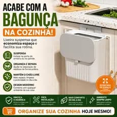 Lixeira de Parede Suspensa para Cozinha Coleta Seletiva Organizador de Resíduos com Tampa BM-F1740
