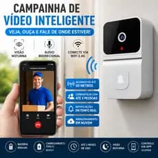 Campainha Inteligente WiFi com Câmera Visão Noturna Áudio Bidirecional App ULooka Sem Fio Bivolt