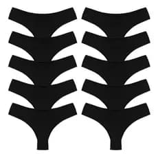 Kit Calcinhas Tanga Preta Sem Costura Poliamida Não Marca Na Roupa
