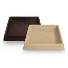 Kit 2 Pratos Base Quadrado 21x21 Cm Coletor e Aparador de Agua para Vasos de Plantas em Polietileno