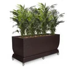 Vaso de Planta Jardineira Polietileno 100x40 + Prato + Base Suporte de Aluminio Retangular
