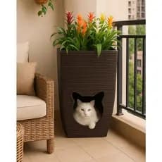 Vaso De Planta CatCave C/ Toca Casinha Cama Gato Pet Cat e Cachorro Pequeno 60x40 Cm + Almofada de Pelucia