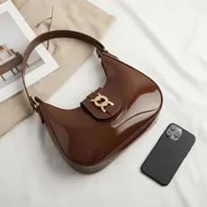 Bolsa Feminina Baguete Café De Ombro Alça Larga Estilosa Casual
