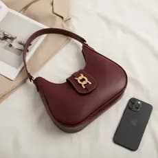 Bolsa Feminina Baguete Vinho Ombro Estilosa Casual